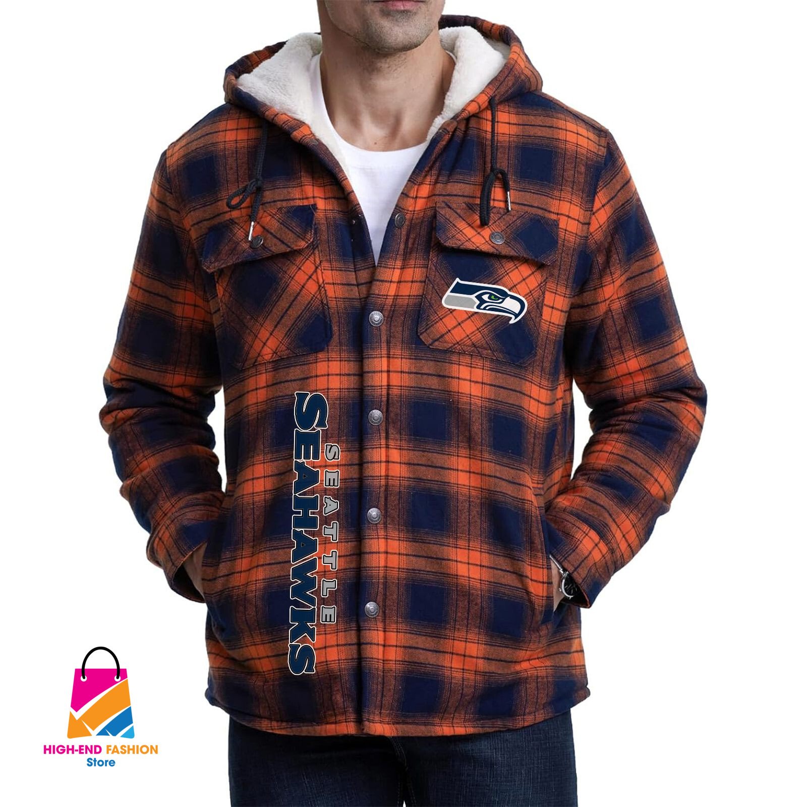 Seattle Seahawks NFL Style Zip Fleece Flannel Jacket For Fans