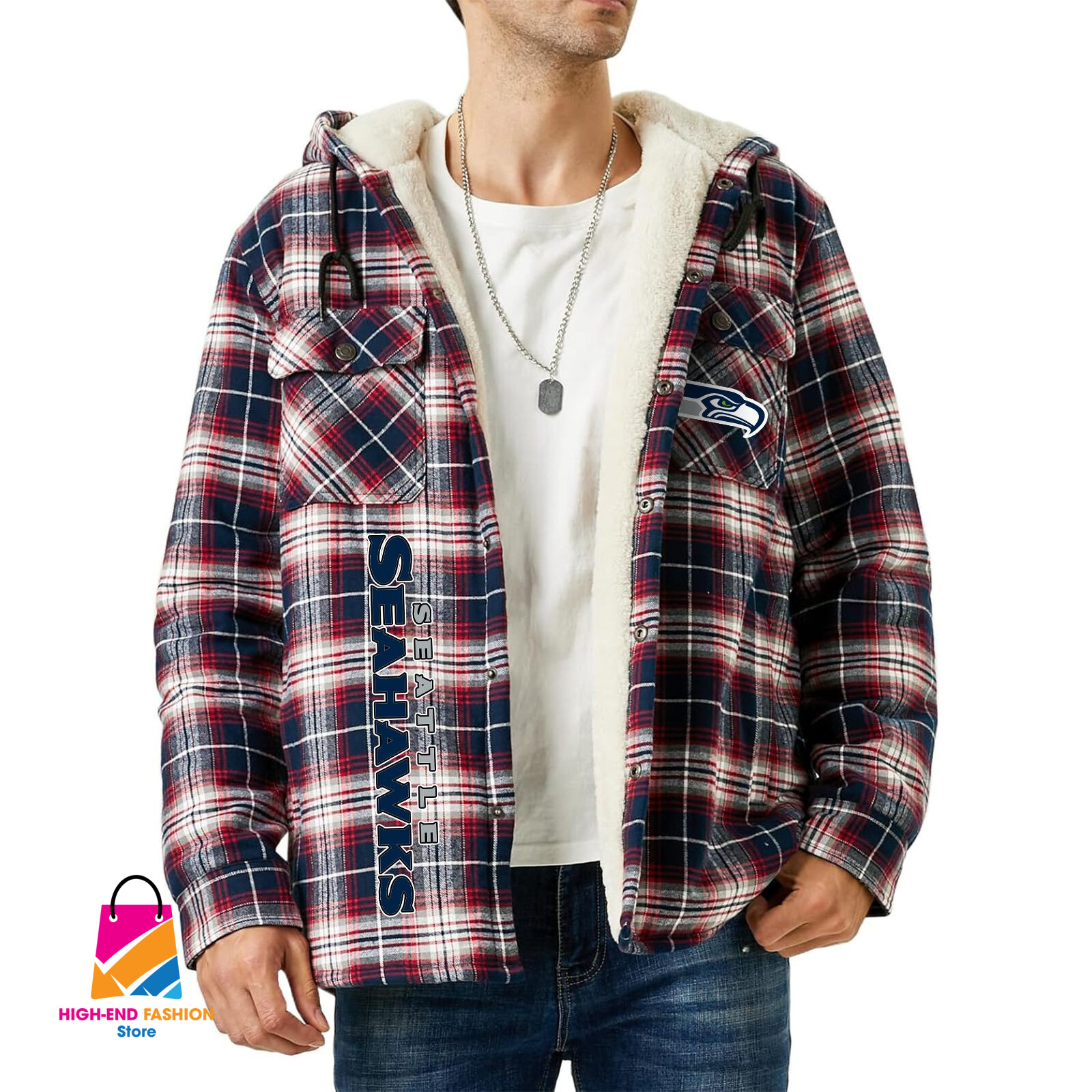 Seattle Seahawks NFL Style Zip Fleece Flannel Jacket For Fans
