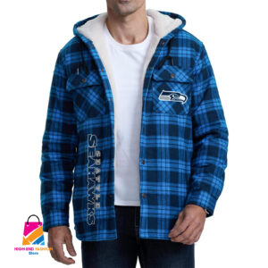 Seattle Seahawks NFL Style Zip Fleece Flannel Jacket For Fans