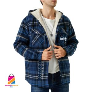 Seattle Seahawks NFL Style Zip Fleece Flannel Jacket For Fans