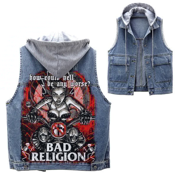 Sepultura Music Style Hooded Sleeveless Denim Jacket For Fans