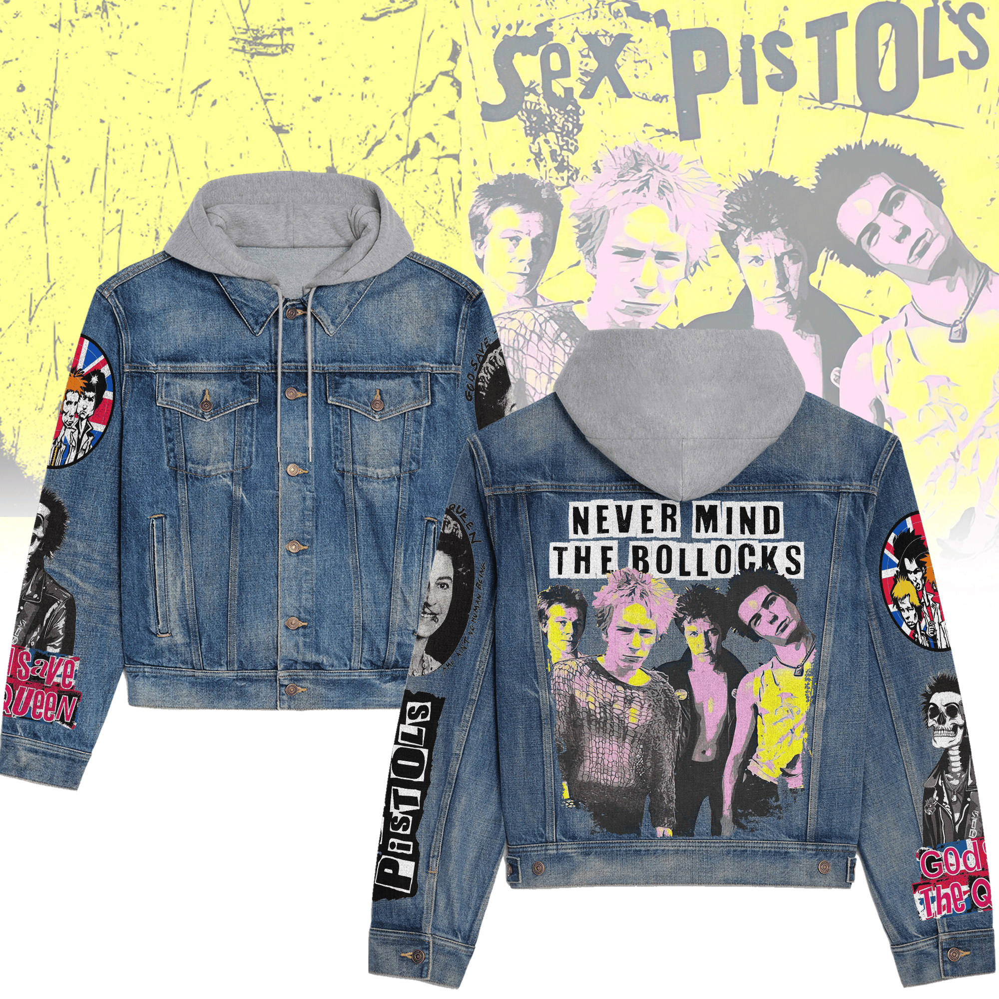 Sex Pistols Music Style Hooded Denim Jacket For Fans