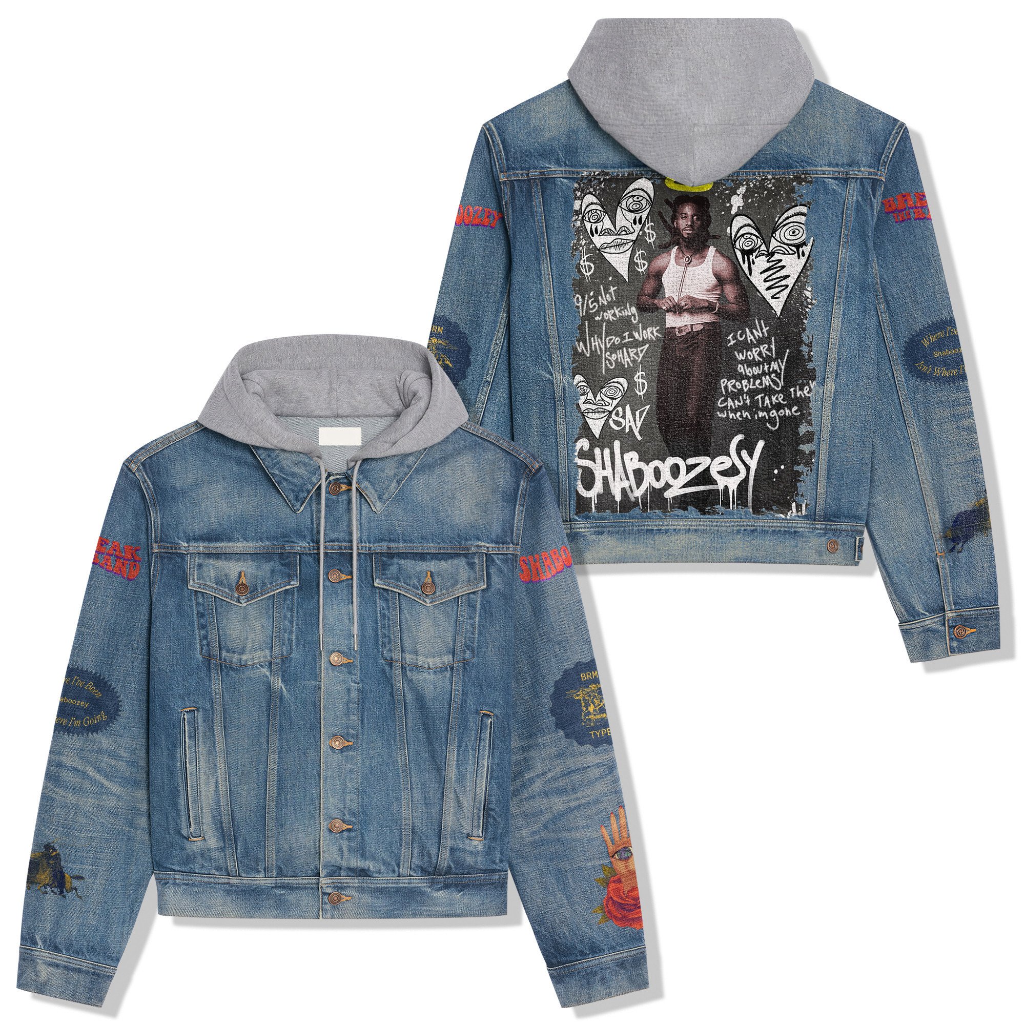 Shaboozey Music Style Hooded Denim Jacket For Fans