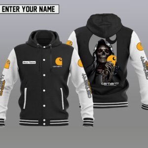 Skull Carhartt Style Hooded Baseball Jacket For Fans