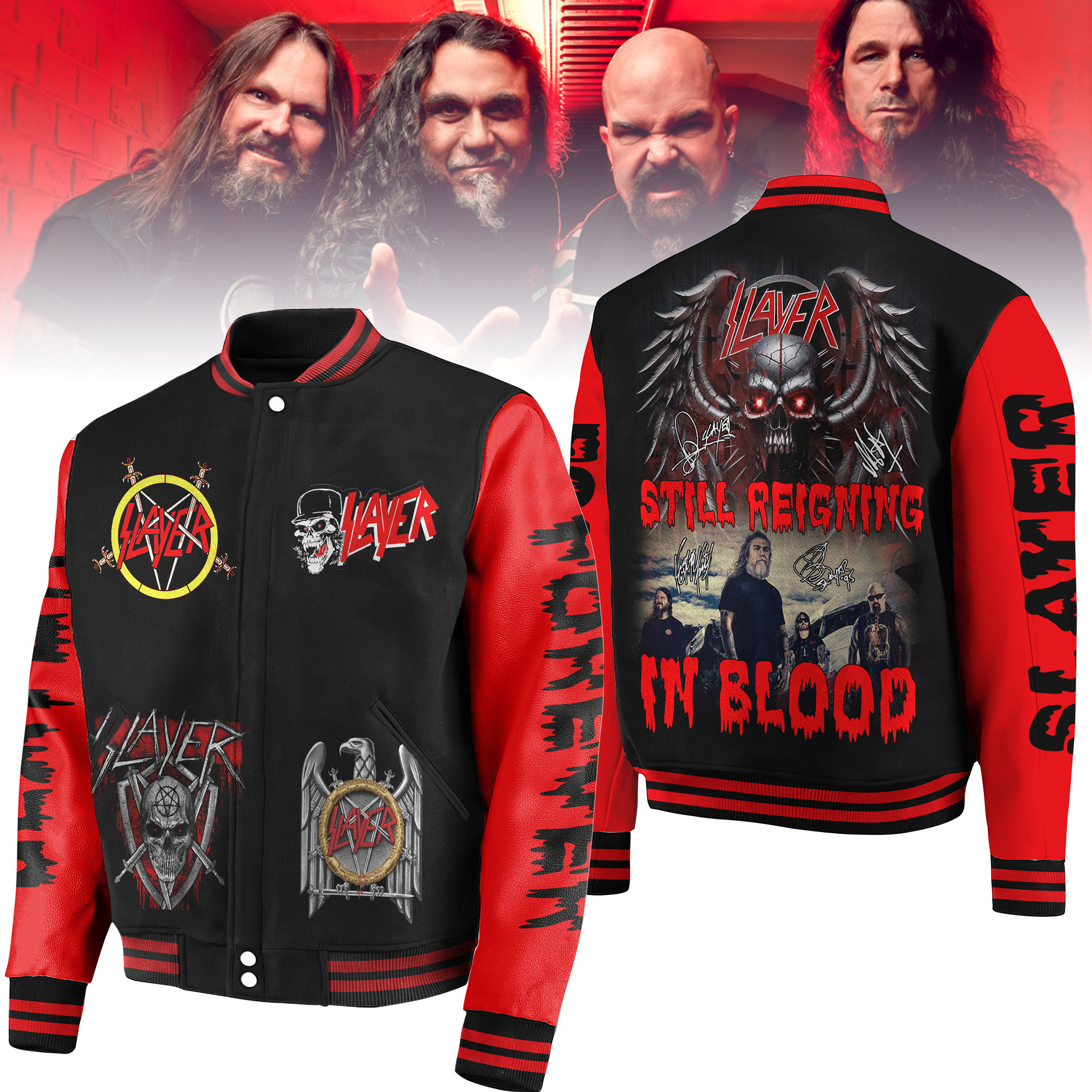Slayer Music Style Baseball Jacket