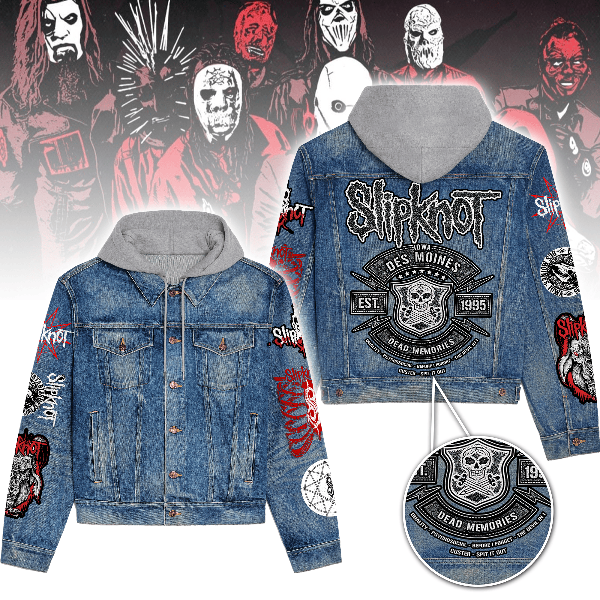 Slipknot Music Style Hooded Denim Jacket For Fans