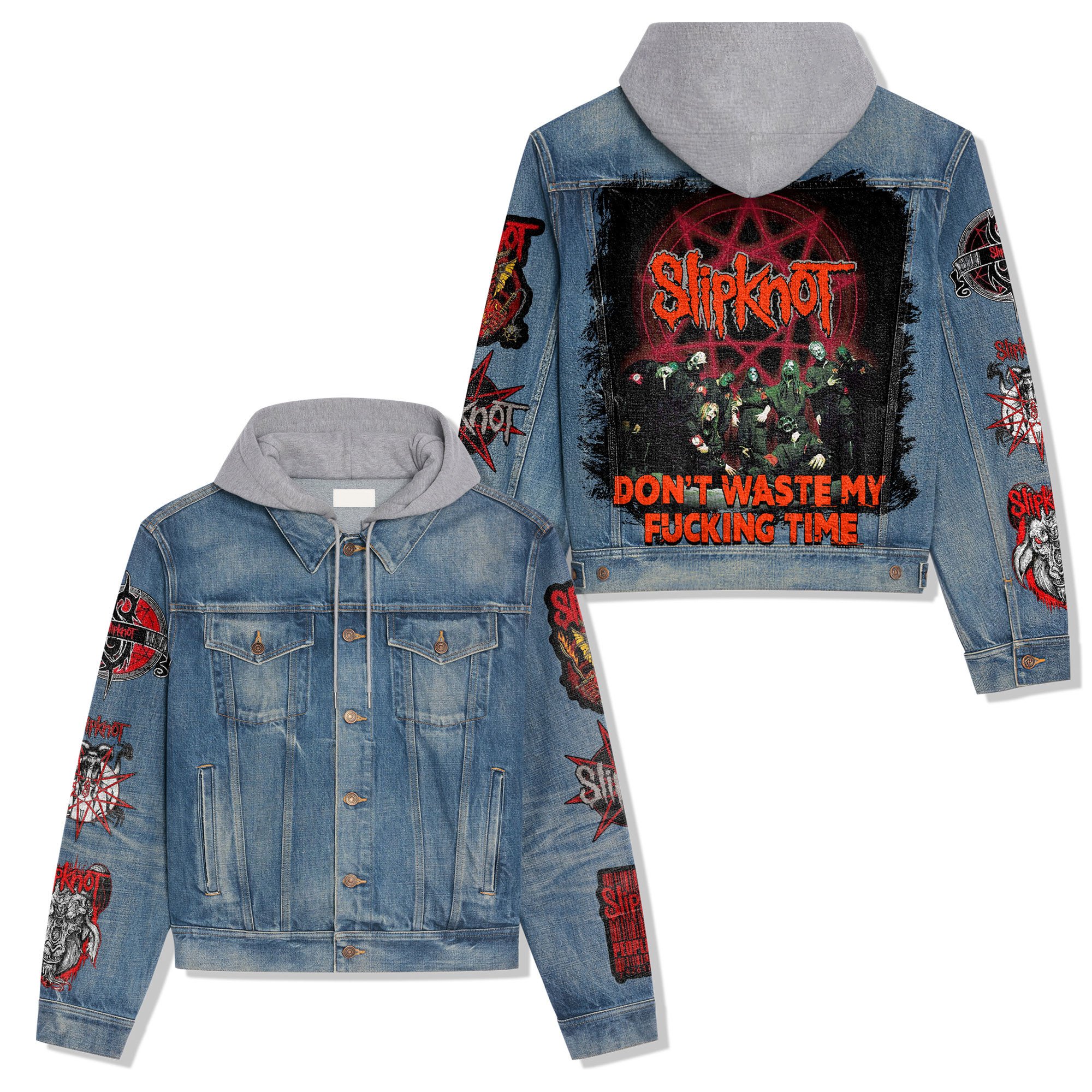 Slipknot Music Style Hooded Denim Jacket For Fans