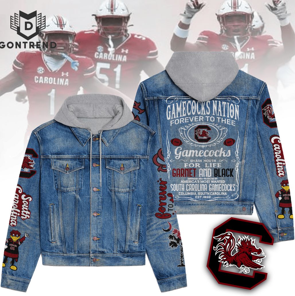 South Carolina Gamecocks Forever To Thee NCAA Style Hooded Denim Jacket For Fans