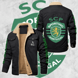 Sporting Lisbon Portugal Primeira Liga Style Fleece Thermal Cotton Jacket For Fans