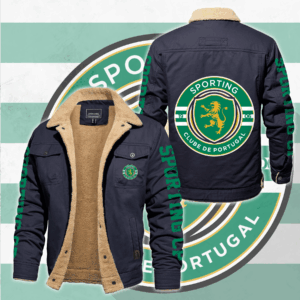 Sporting Lisbon Portugal Primeira Liga Style Fleece Thermal Cotton Jacket For Fans