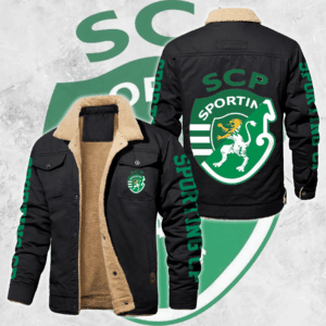 Sporting Lisbon Portugal Primeira Liga Style Fleece Thermal Cotton Jacket For Fans