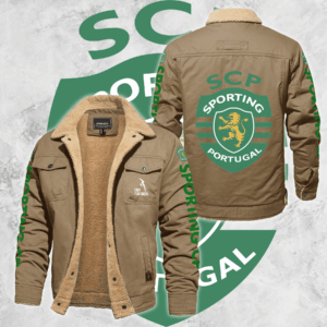 Sporting Lisbon Portugal Primeira Liga Style Fleece Thermal Cotton Jacket For Fans