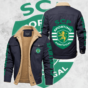Sporting Lisbon Portugal Primeira Liga Style Fleece Thermal Cotton Jacket For Fans