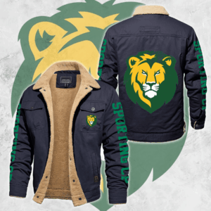 Sporting Lisbon Portugal Primeira Liga Style Fleece Thermal Cotton Jacket For Fans