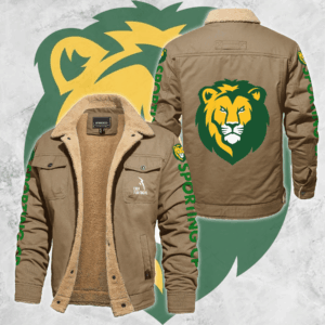 Sporting Lisbon Portugal Primeira Liga Style Fleece Thermal Cotton Jacket For Fans
