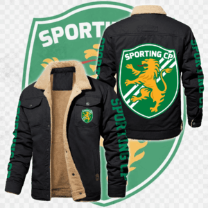 Sporting Lisbon Portugal Primeira Liga Style Fleece Thermal Cotton Jacket For Fans