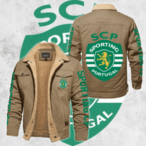 Sporting Lisbon Portugal Primeira Liga Style Fleece Thermal Cotton Jacket For Fans