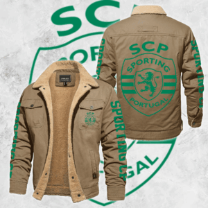 Sporting Lisbon Portugal Primeira Liga Style Fleece Thermal Cotton Jacket For Fans