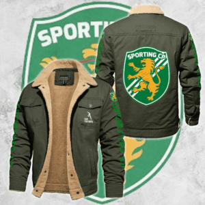 Sporting Lisbon Portugal Primeira Liga Style Fleece Thermal Cotton Jacket For Fans