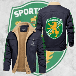Sporting Lisbon Portugal Primeira Liga Style Fleece Thermal Cotton Jacket For Fans
