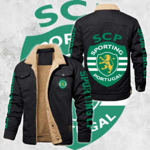 Sporting Lisbon Portugal Primeira Liga Style Fleece Thermal Cotton Jacket For Fans