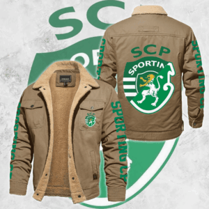 Sporting Lisbon Portugal Primeira Liga Style Fleece Thermal Cotton Jacket For Fans