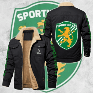 Sporting Lisbon Portugal Primeira Liga Style Fleece Thermal Cotton Jacket For Fans