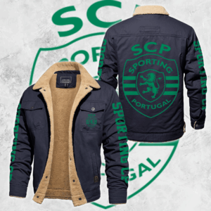 Sporting Lisbon Portugal Primeira Liga Style Fleece Thermal Cotton Jacket For Fans