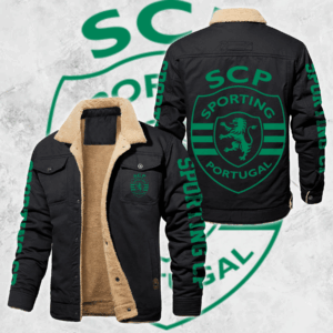 Sporting Lisbon Portugal Primeira Liga Style Fleece Thermal Cotton Jacket For Fans