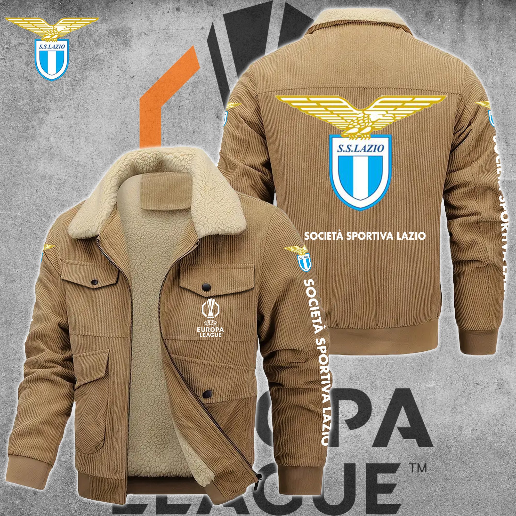 S.S. Lazio Serie A Style Thermal Cotton Jacket Prim For Fans
