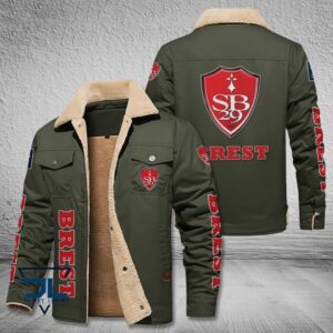 Stade Brestois 29 Ligue 1 Style Fleece Thermal Cotton Jacket For Fans