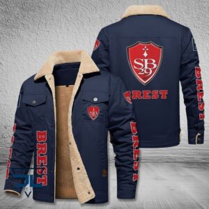 Stade Brestois 29 Ligue 1 Style Fleece Thermal Cotton Jacket For Fans