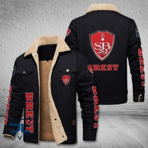 Stade Brestois 29 Ligue 1 Style Fleece Thermal Cotton Jacket For Fans