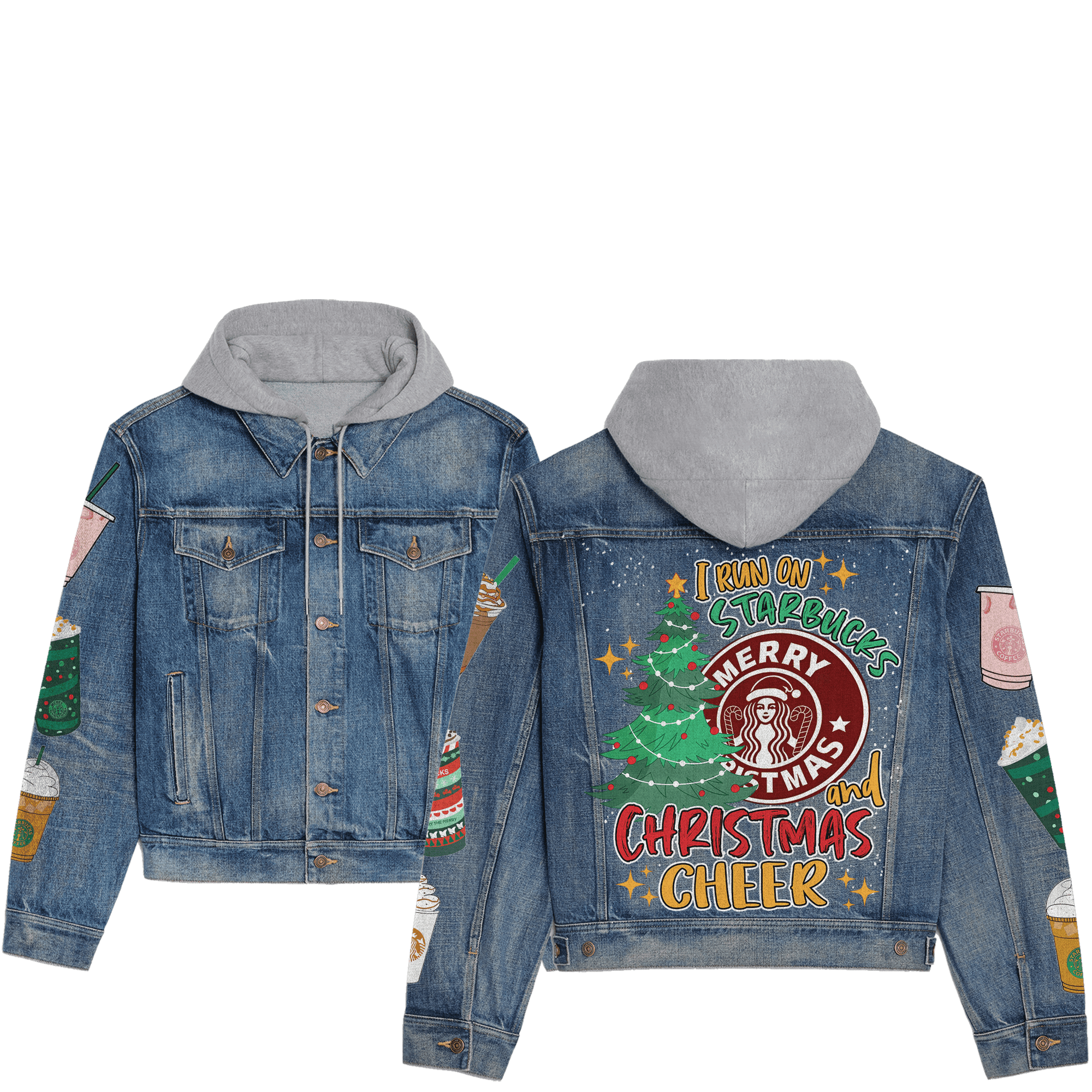 Starbucks Style Hooded Denim Jacket For Fans