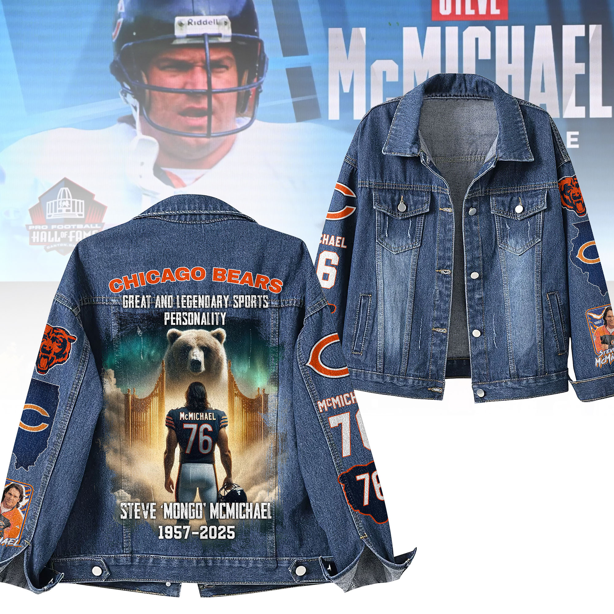 Steve McMichael Chicago Bears NFL Denim Jacket Gift For Fans