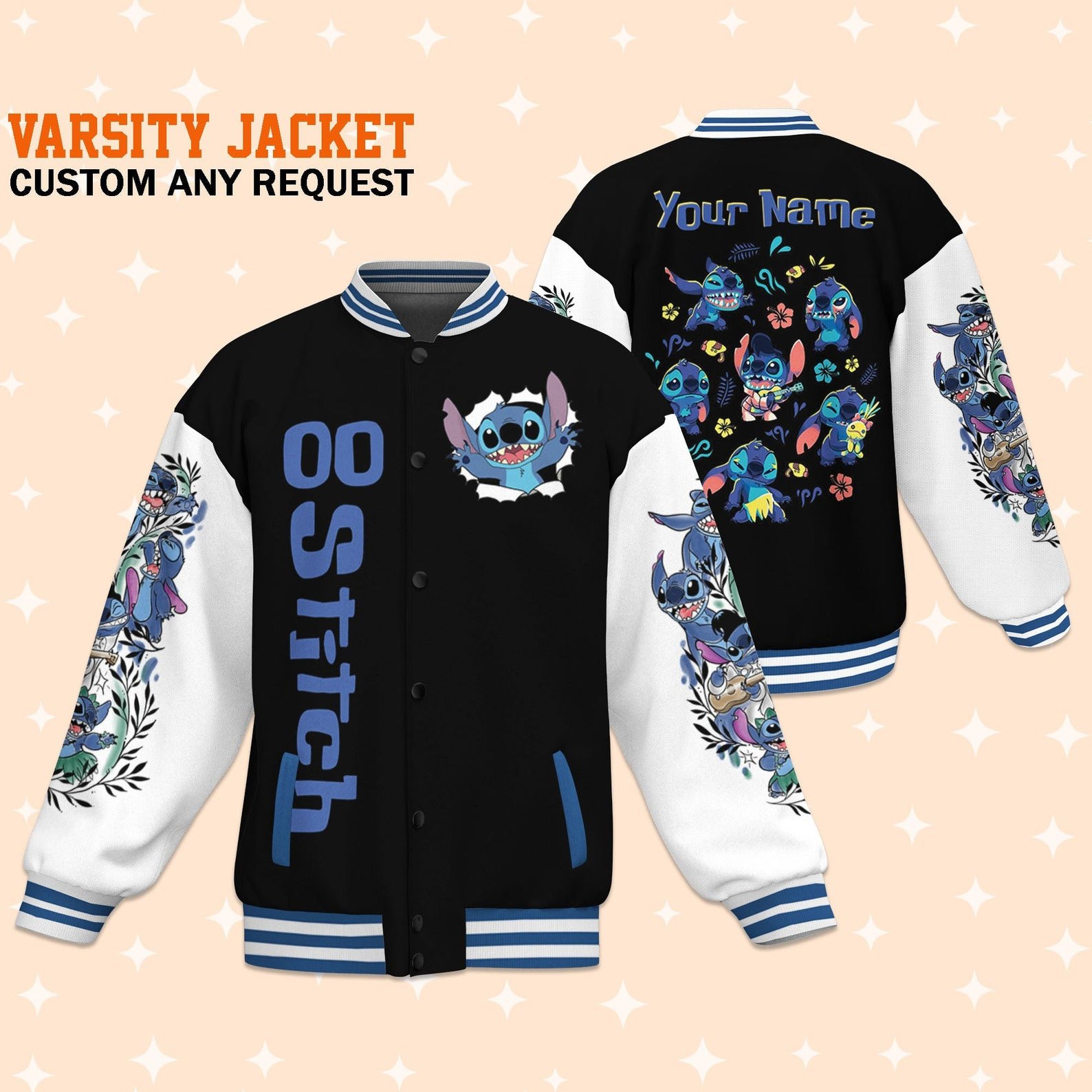 Stitch Cartoon Style Baseball Jacket For Fans