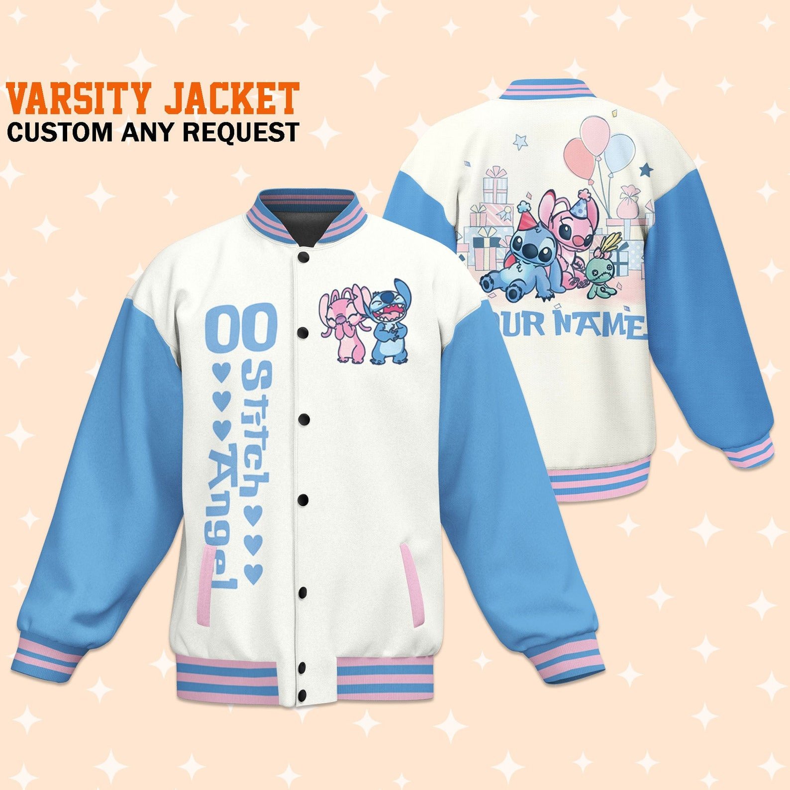 Stitch Cartoon Style Baseball Jacket For Fans