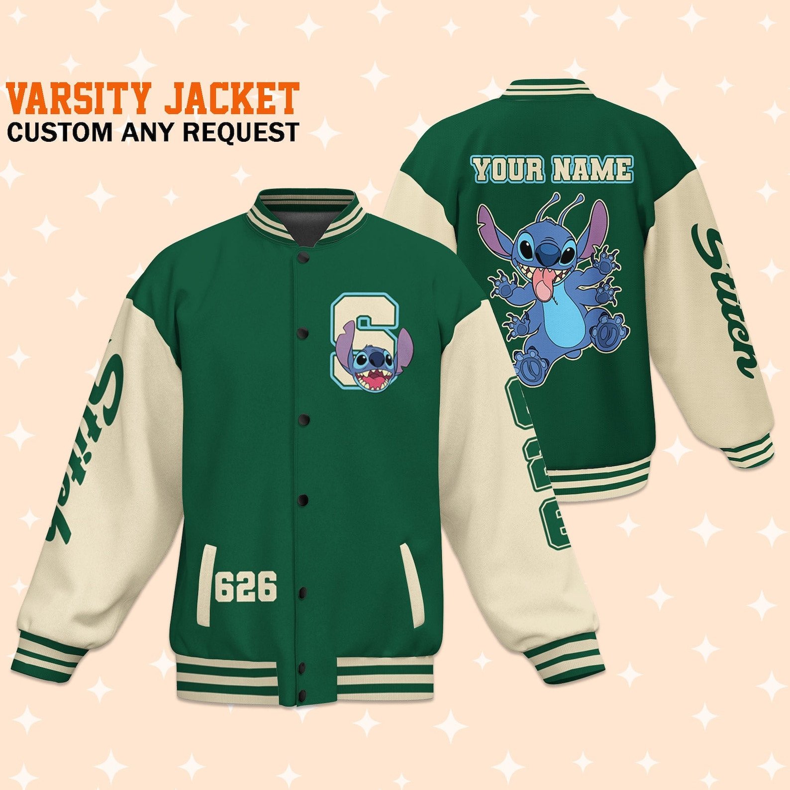 Stitch Cartoon Style Baseball Jacket For Fans
