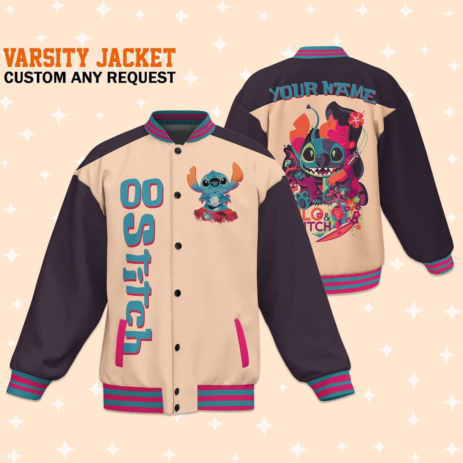 Stitch Cartoon Style Baseball Jacket For Fans