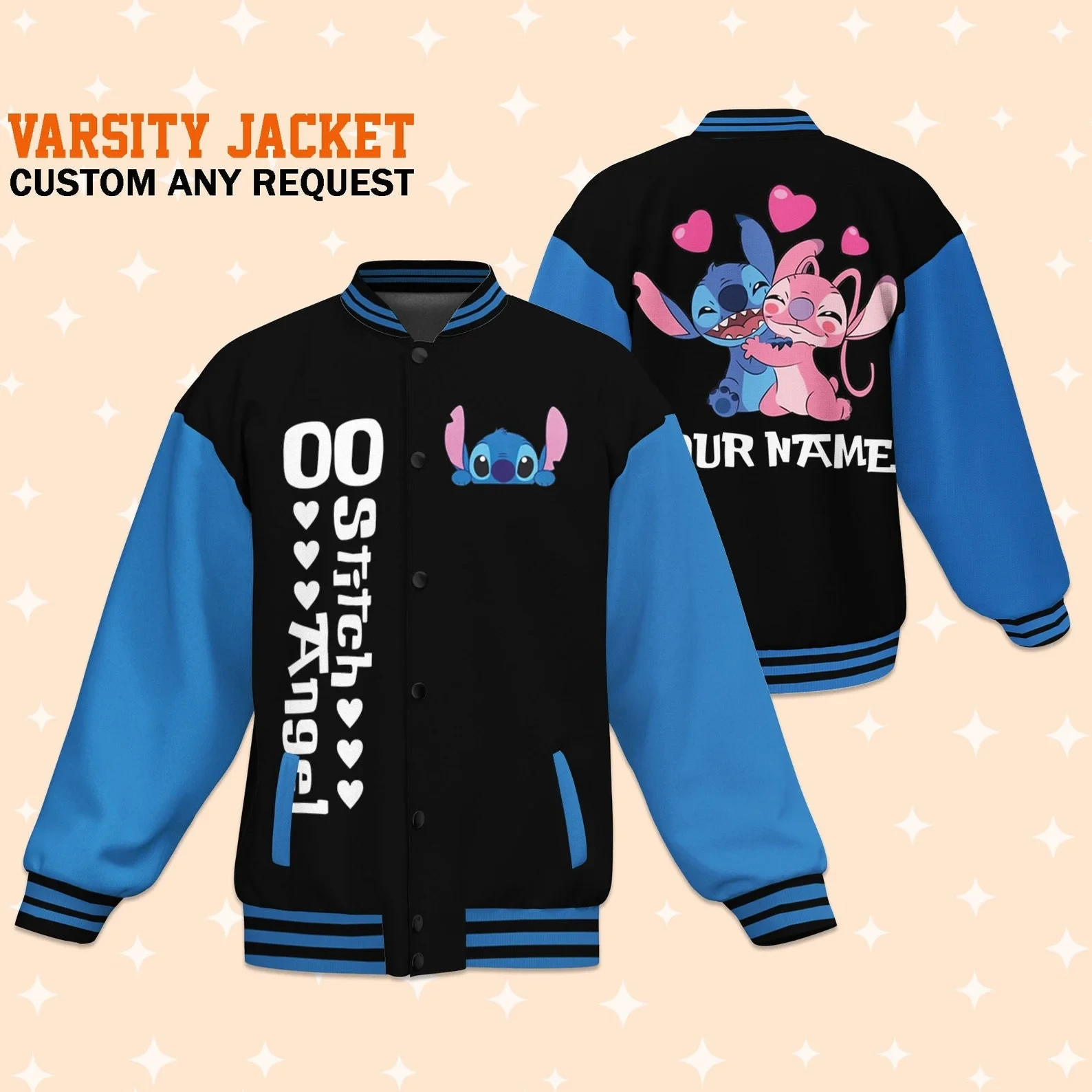 Stitch Cartoon Style Baseball Jacket For Fans