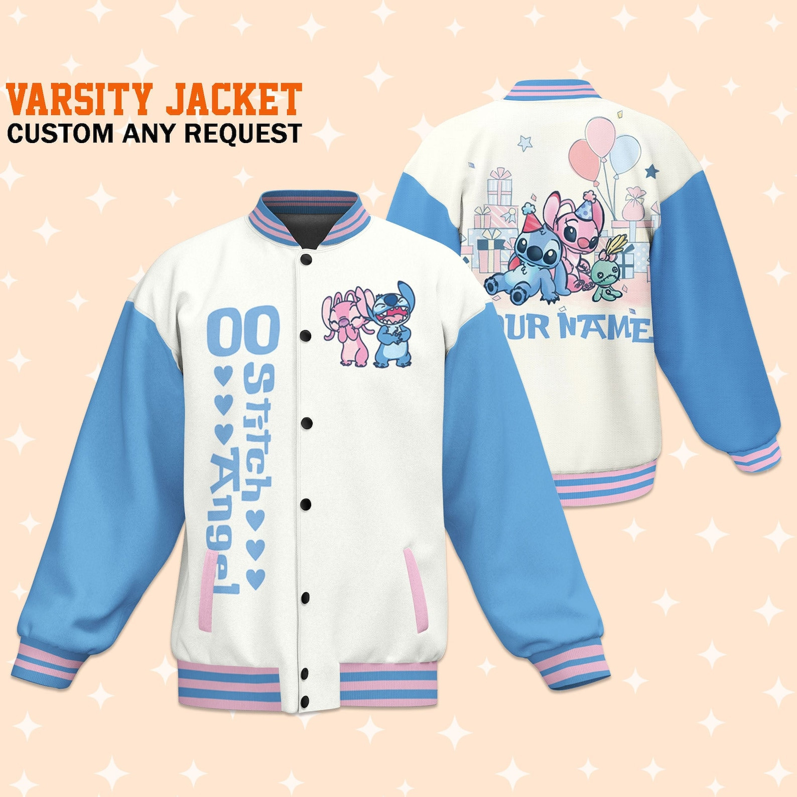Stitch Cartoon Style Baseball Jacket For Fans