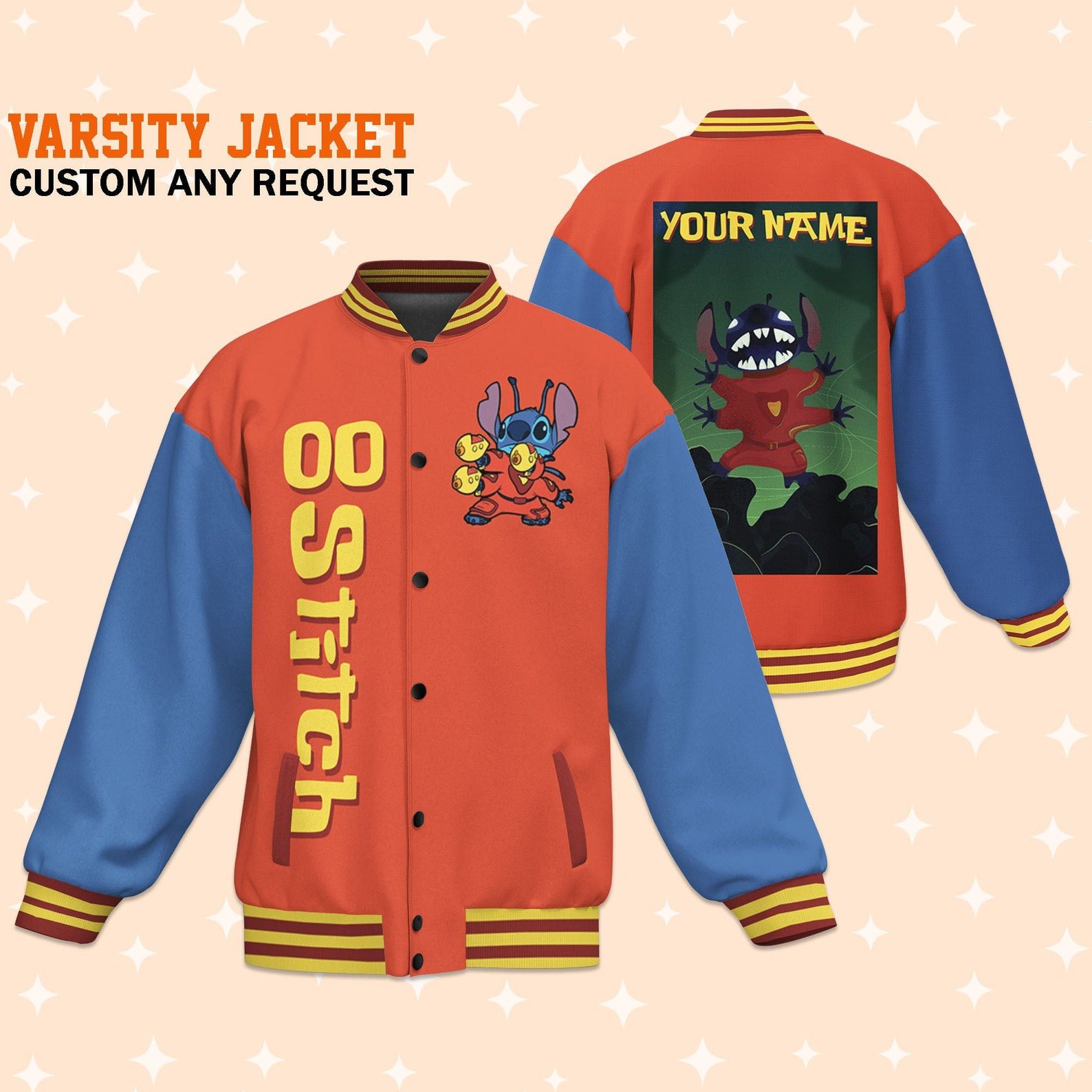 Stitch Cartoon Style Baseball Jacket For Fans