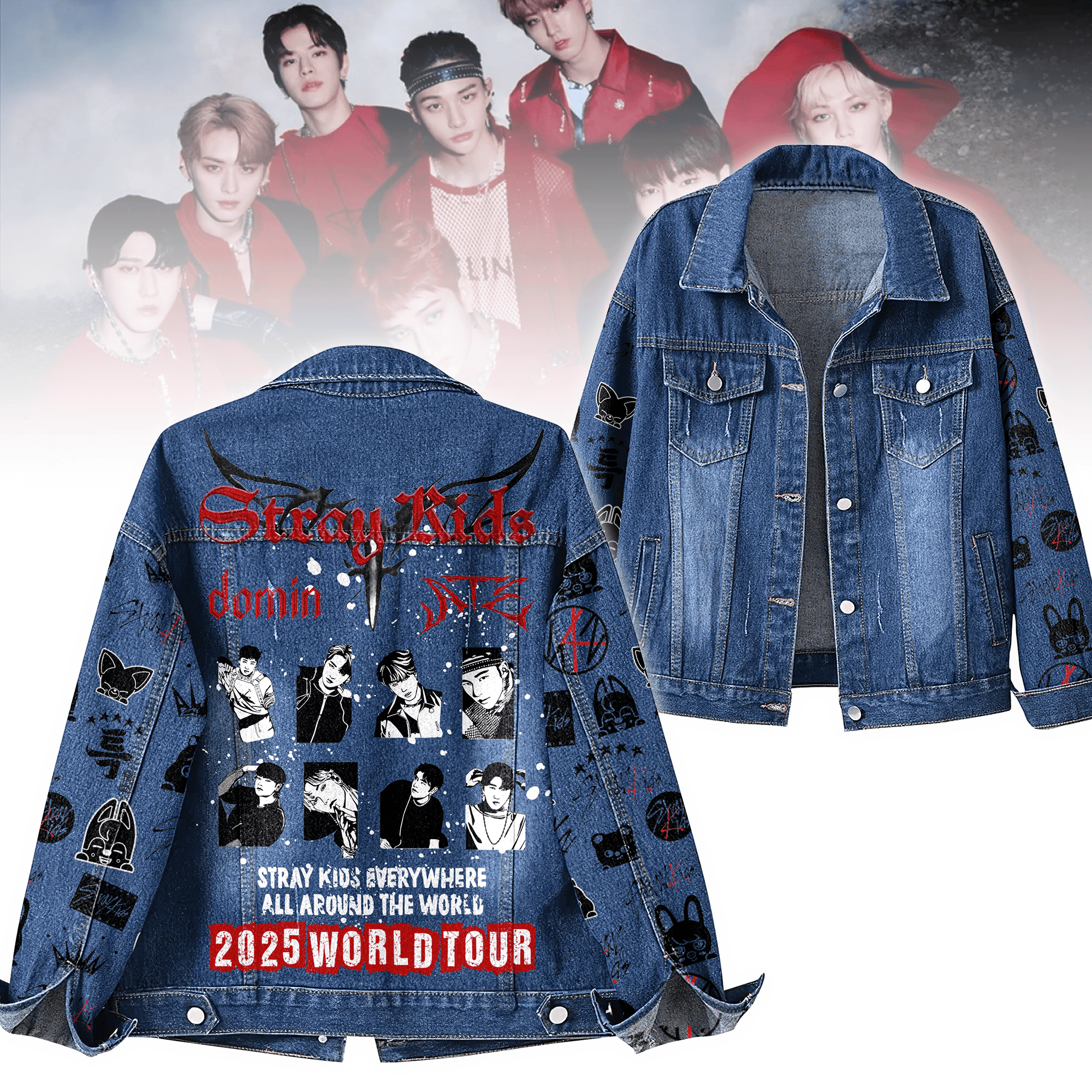 Stray Kids Music Denim Jacket Gift For Fans