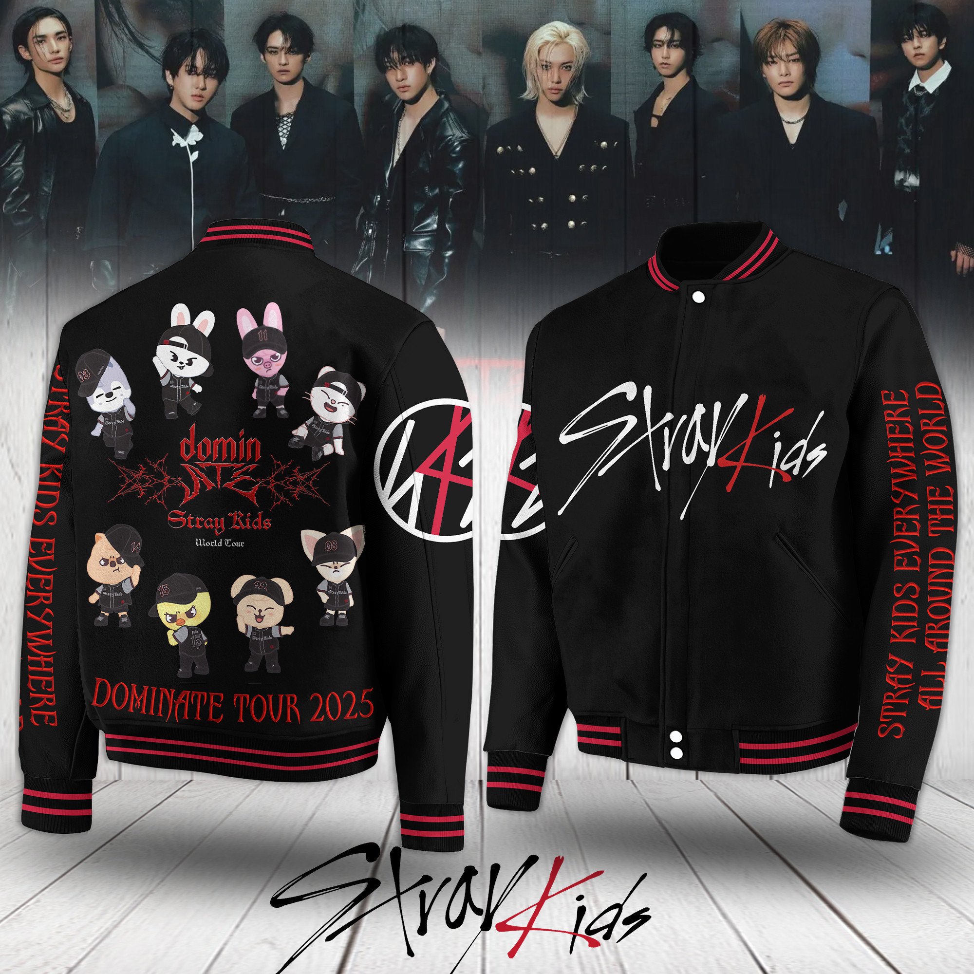 Stray Kids Music Style Baseball Jacket