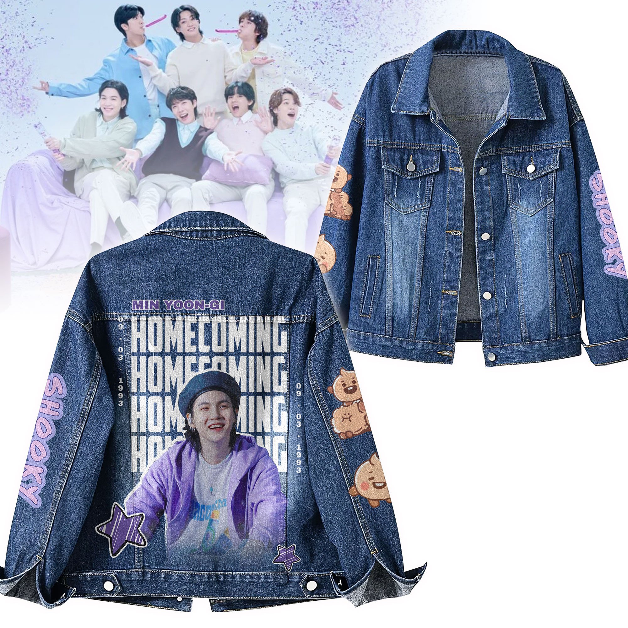Suga BTS Music Denim Jacket Gift For Fans