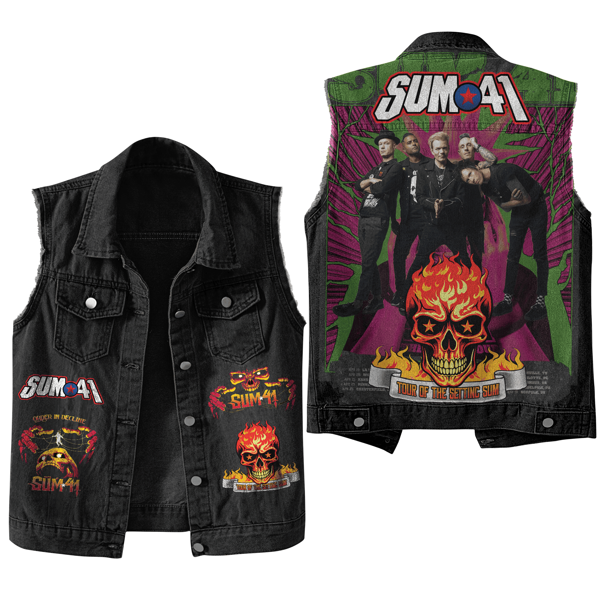 SUM 41 Music Style Sleeveless Jacket For Fans