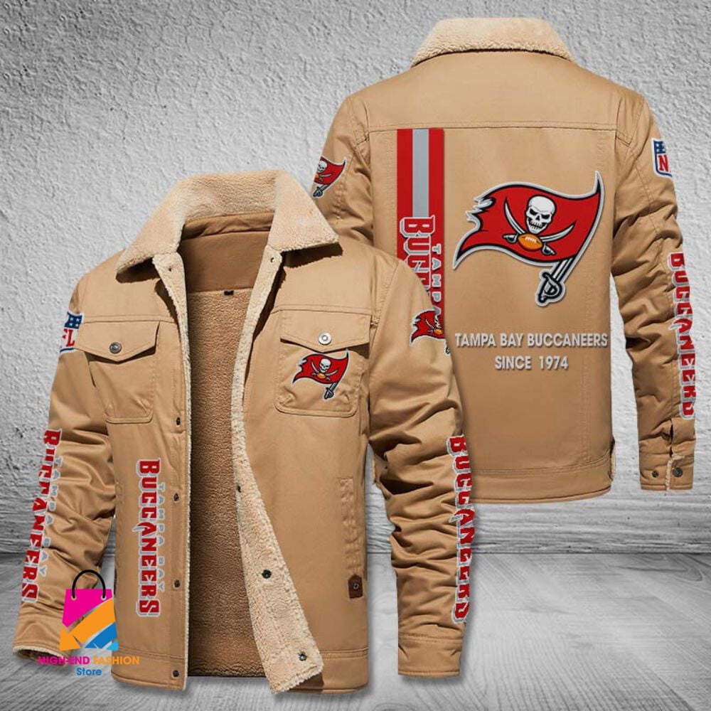 Tampa Bay Buccaneers NFL Style Fleece Thermal Cotton Jacket For Fans