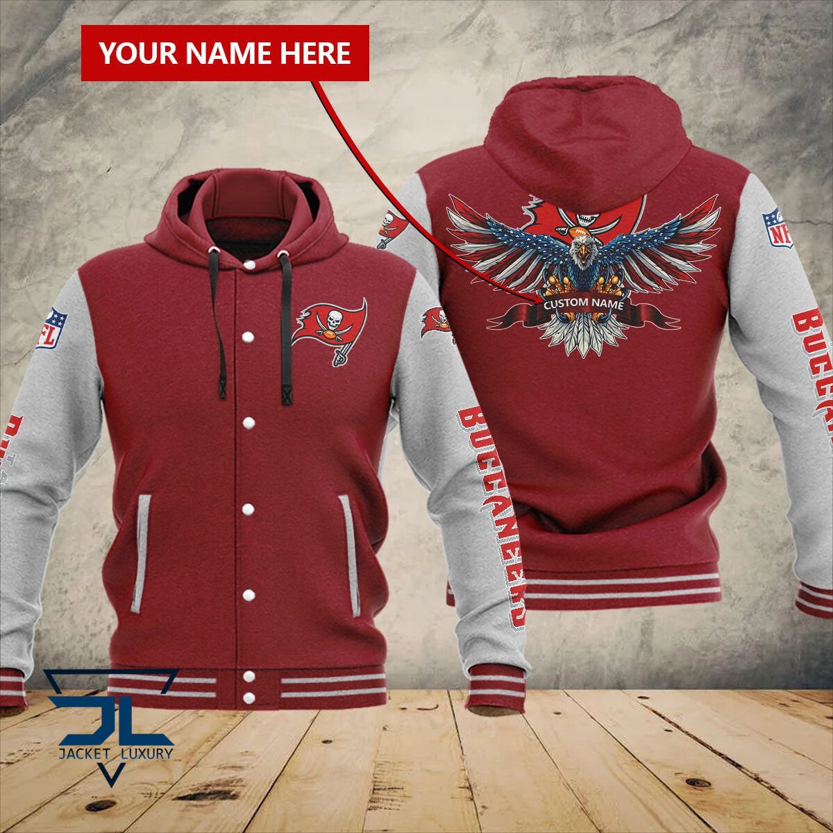 Tampa Bay Buccaneers NFL Style Hooded Baseball Jacket For Fan