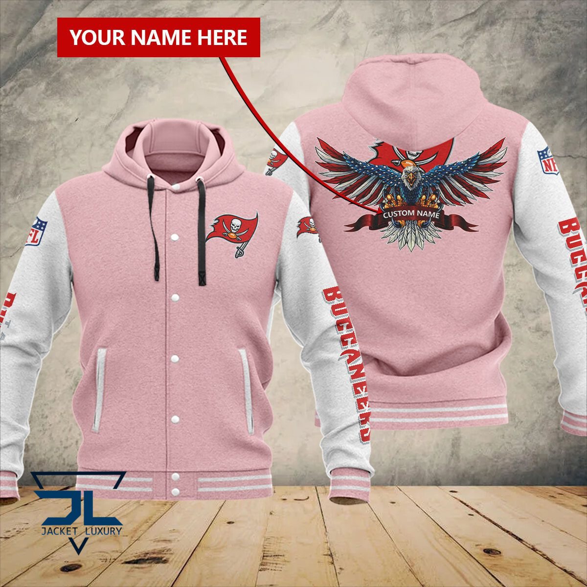 Tampa Bay Buccaneers NFL Style Hooded Baseball Jacket For Fan