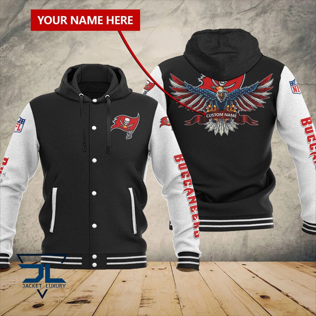 Tampa Bay Buccaneers NFL Style Hooded Baseball Jacket For Fan